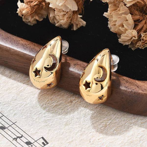 Brass Teardrop Stud Earrings