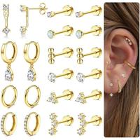 MILACOLATO Hypoallergenic Flat Back Earrings Gold Cartilage Earring Sets for Multiple Piercing 20G Surgical Stainless Steel E...