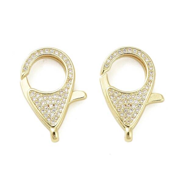 Brass Micro Pave Clear Cubic Zirconia Lobster Claw Clasps