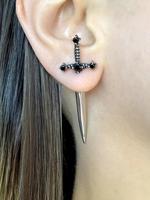 Artificial Crystal Decorated Gothic Sword Stud Earrings,  Pretty Studs, 1 Pair Vintage Punk Jewelry for Women for Party, Dail...