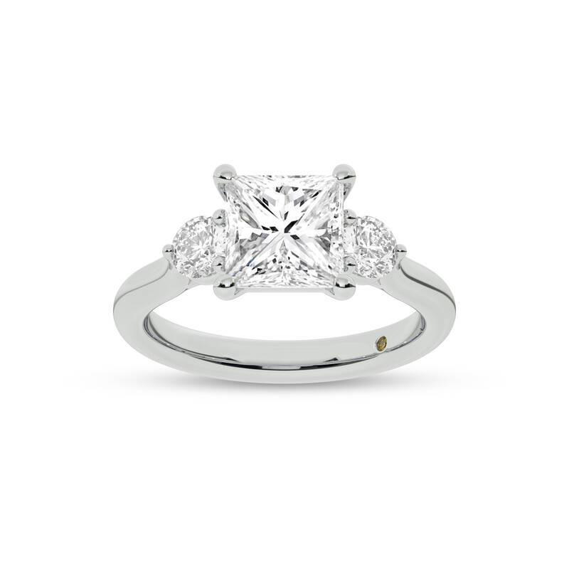 Aevum  Classic Three Stone Princess Cut Lab Grown Diamond Engagement Ring | White Gold 1 3/8 - 4 1/2 CT. TW.