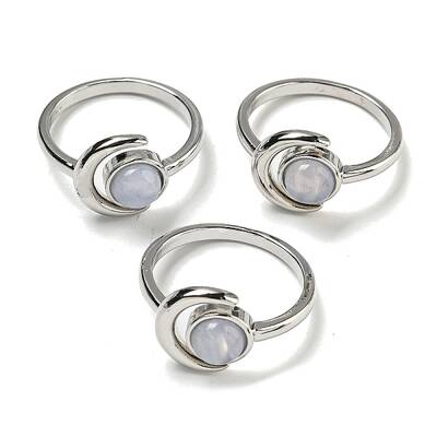 Natural Blue Lace Agate Adjustable Rings
