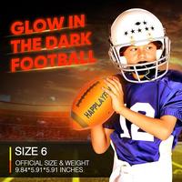 Glow in The Dark Football - Youth Size 6 - Rechargeable Light Up Orange Synthetic Rubber Football with Pump & Charging Cable ...