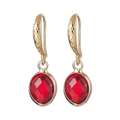 Oval Brass with Glass Pendants Dangle Earring for Women