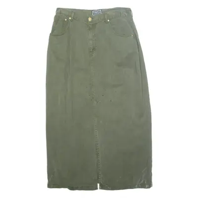 VOTRE NOM Denim Look Womens A-Line Skirt Green Long L