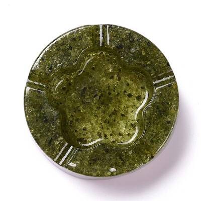 Resin with Natural Peridot Chip Stones Ashtray