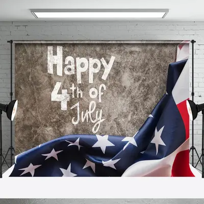 Usa Flag Grey Retro Wall Independence Day Backdrop - Aperturee