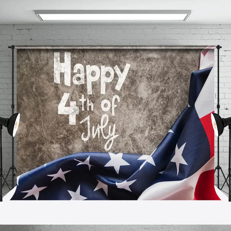 Usa Flag Grey Retro Wall Independence Day Backdrop - Aperturee