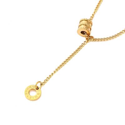 Ion Plating(IP) 304 Stainless Steel Twist Chain Roman Numerals Pendant Necklaces for Women
