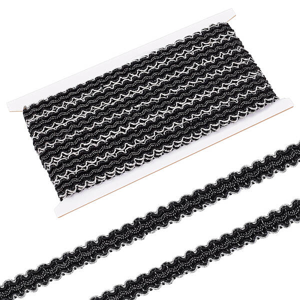 12M Polyester Glitter Wavy Fringe Trim Ribbon