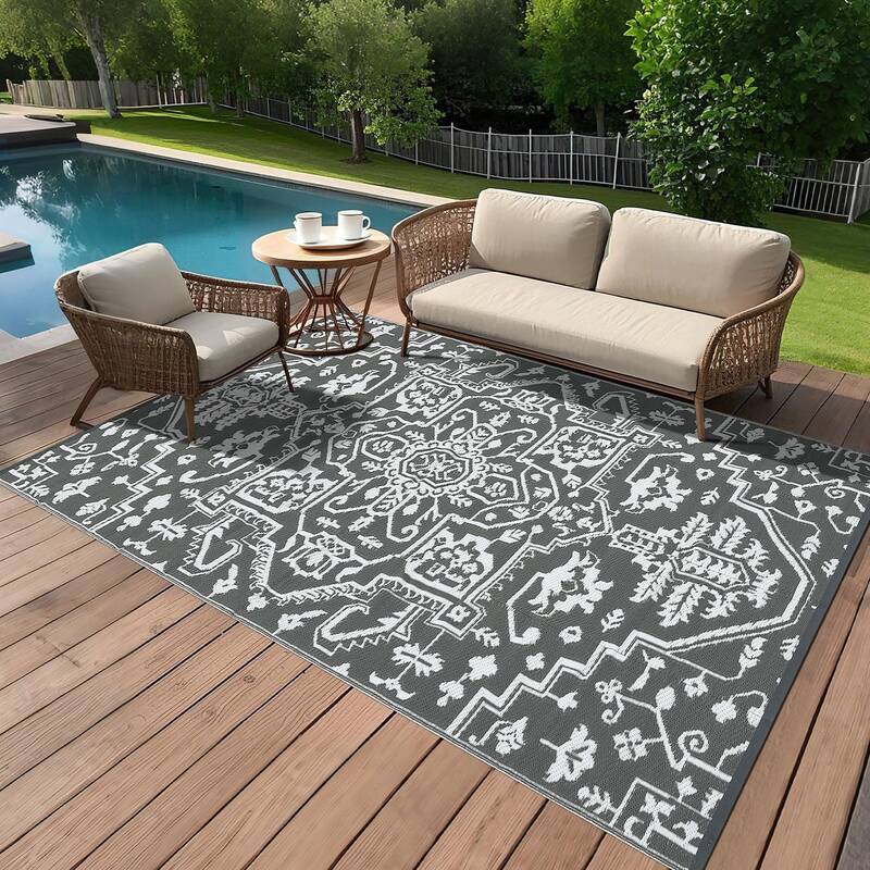 Garvee Outdoor Rug 9x12 Waterproof Reversible Plastic Straw Durable UV-Resistant Foldable with Carry Bag for Patio Camping De...