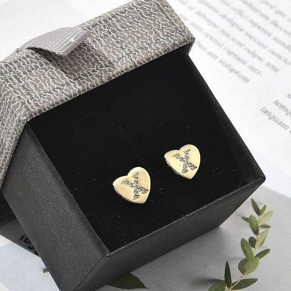 Rack Plating Brass Micro Pave Clear Cubic Zirconia Stud Earrings