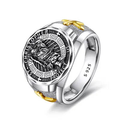 S925 Sterling Silver Saint Chris Ring Full Size Can be given as a gift or worn by yourself