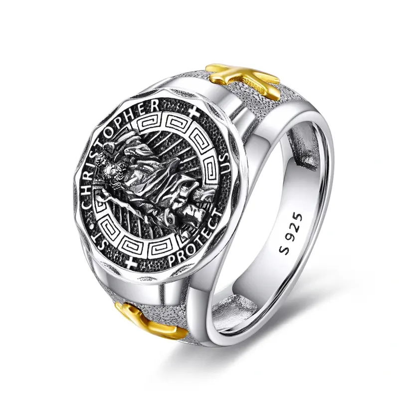 S925 Sterling Silver Saint Chris Ring Full Size Can be given as a gift or worn by yourself