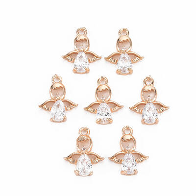 Rack Plating Brass Micro Pave Clear Cubic Zirconia Charms