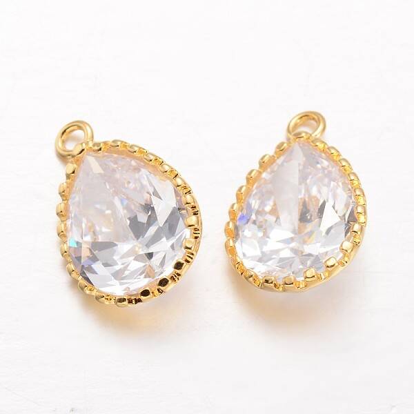 Teardrop Brass Cubic Zirconia Pendants