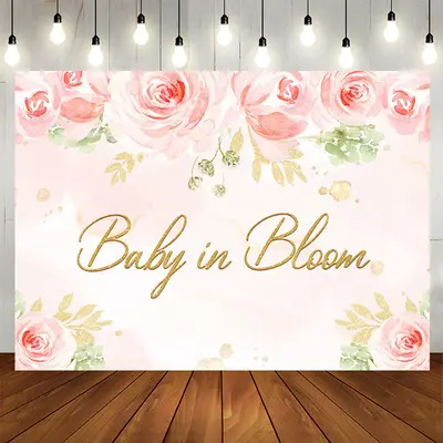 Aperturee Baby In Bloom Floral Backdrop for Gender Reveal