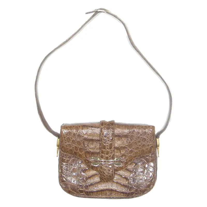 Womens Shoulder Bag Brown Leather Animal Print