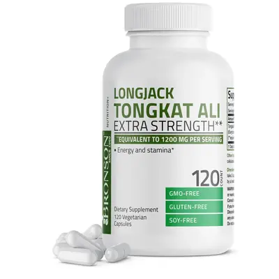 Bronson Longjack Tongkat Ali 1200mg Energy, Wellness & Stamina Support - Non-GMO Vegetarian Capsules Supplement Fitness Edibl...
