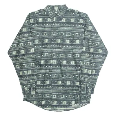 HAPPY LIFE Mens Shirt Green Crazy Pattern Long Sleeve L