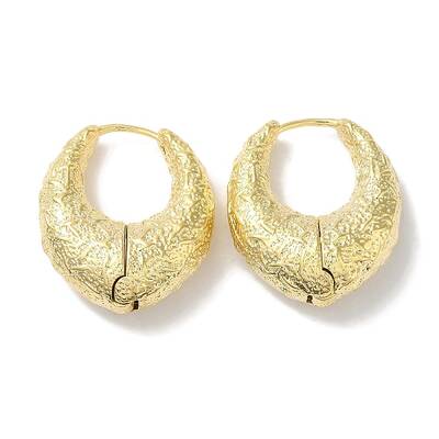 Ring with Texture Brass Hoop Earrings for Women