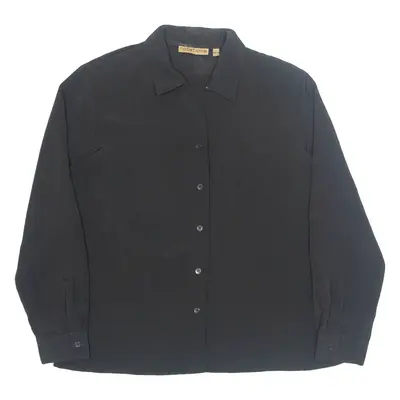 NOTATIONS Womens Shirt Black Collared Long Sleeve L