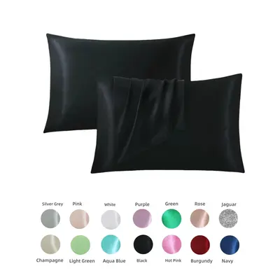 Superlake Ultrasoft Satin Pillowcase, 1/2 Sets Pillowcases for Hair, 14 Colors, Envelope Closure Pillow Covers for Women and ...