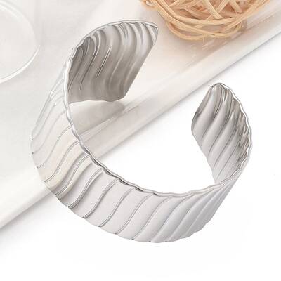 304 Stainless Steel Open Cuff Bangles for Women