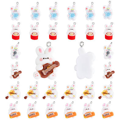 60Pcs 6 Style Music Theme Opaque Resin Pendants