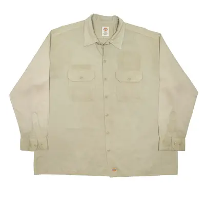 DICKIES Worker Shirt Beige Long Sleeve Mens 2XL