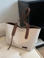 Women's Summer 2025 Beige Elegant Large Capacity Stylish Tote Bag with Pockets Inside, Trendy Handbag & Shoulder Trendy Commu...