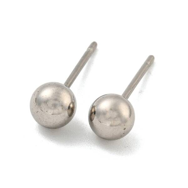 Tarnish Resistant 304 Stainless Steel with 201 Stainless Steel Smooth Round Ball Stud Earring Findings