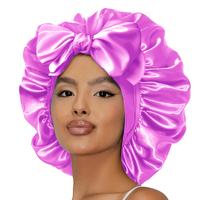 Double Layer Stain Haircap for sleeping With Bow ribbon Adjustable Skin friendly Lined Hair Bonnet For Women Satin NightCaps ...