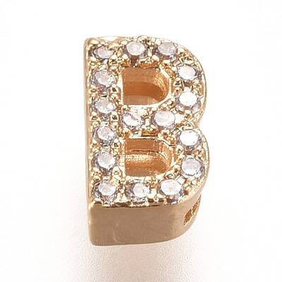 Golden Plated Brass Micro Pave Cubic Zirconia Slide Charms