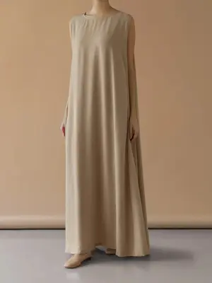 Women's Plain Pocket Sleeveless Kaftan Dress, Modest Casual Round Neck Maxi Dress for Daily Wear, Ladies Muslim Clothing for ...