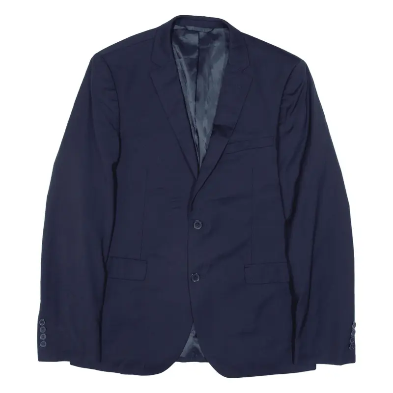 DKNY Slim Fit Blazer Jacket Blue Wool Mens L