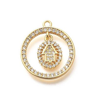 Brass Micro Pave Cubic Zirconia Pendants