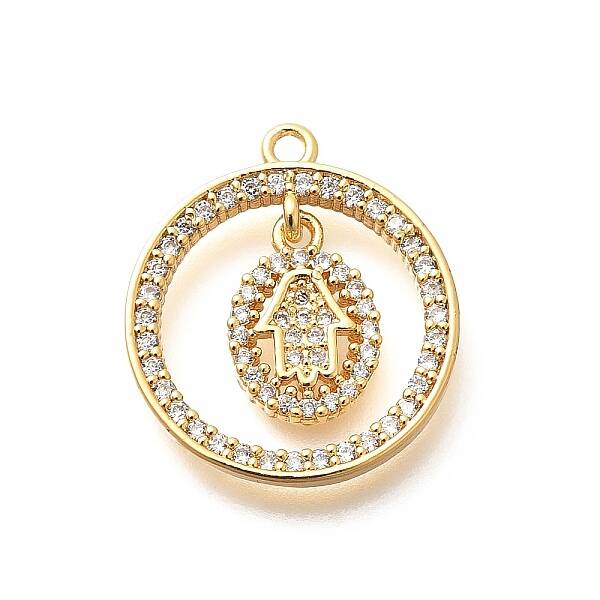 Brass Micro Pave Cubic Zirconia Pendants