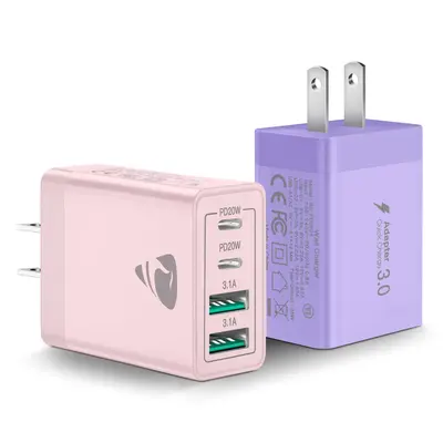 USB C Wall Charger, 40W Fast USB C Charger Block, 4-Port PD Power Adapter + QC Wall Plug Multiport Type C Charging Block Cube...