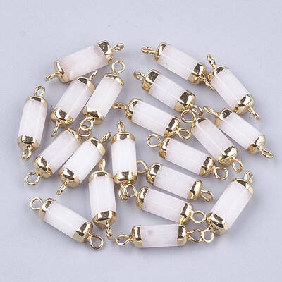 Electroplate Natural  White Jade  Links connectors