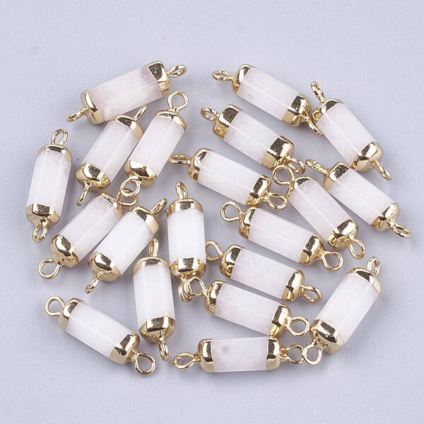 Electroplate Natural  White Jade  Links connectors
