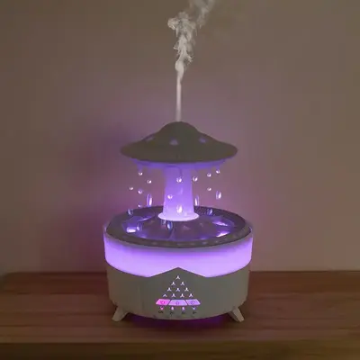 UFO Design Air Humidifier, Plug and Play Aroma Diffuser with Colorful Night Light, Portable Humidifier, Desktop Air Humidif...