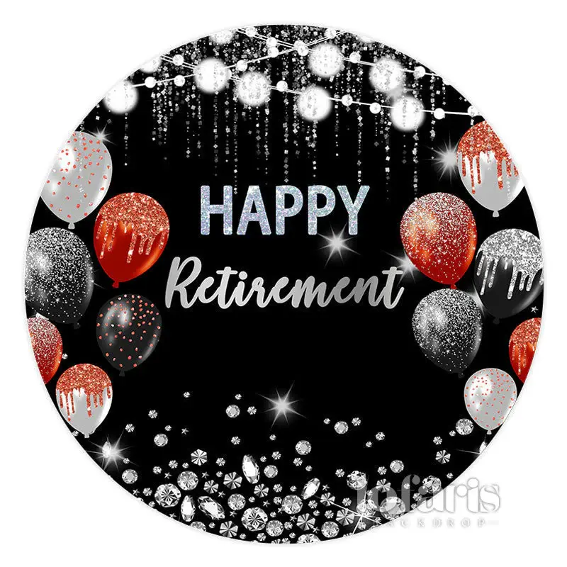 Aperturee Glitter Balloons Silver Diamonds Birthday Backdrop | Round Birthday Backdrop | Circle Party Backdrop | Happy Birthd...