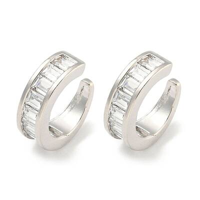 Brass Micro Pave Clear Cubic Zirconia Cuff Earrings for Women