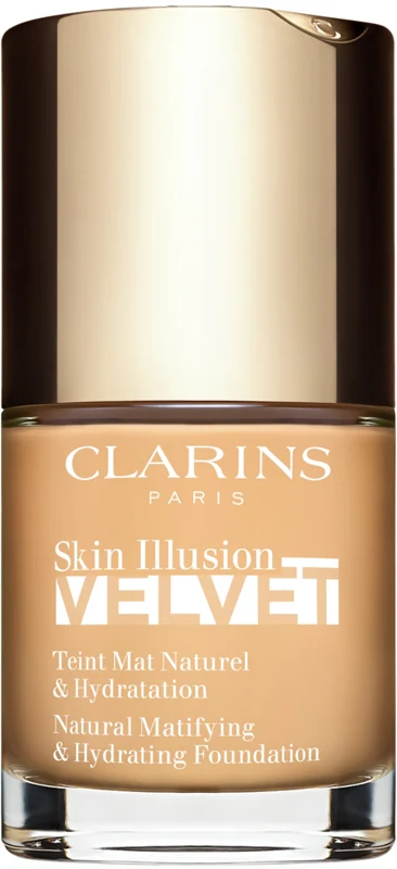 Clarins Skin Illusion Velvet Liquid foundation with a matte finish and a nourishing effect, colour 105N 30 ml