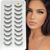 Natural False Eyelashes, 10 Pairs Handcrafted Faux Cluster Lashes, Volumized False Eyelashes for Women and Girls Eye Makeup ...