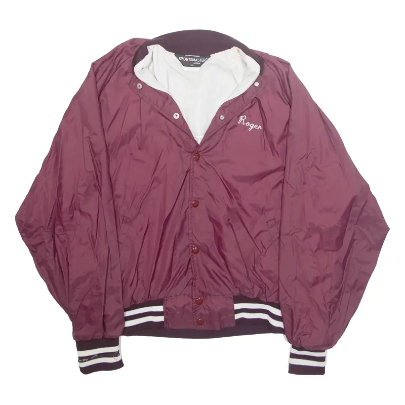 SPORTSMASTER Mens Varsity Jacket Red Nylon USA 2XL