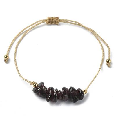 Natural Garnet Chips Braided Bead Bracelets