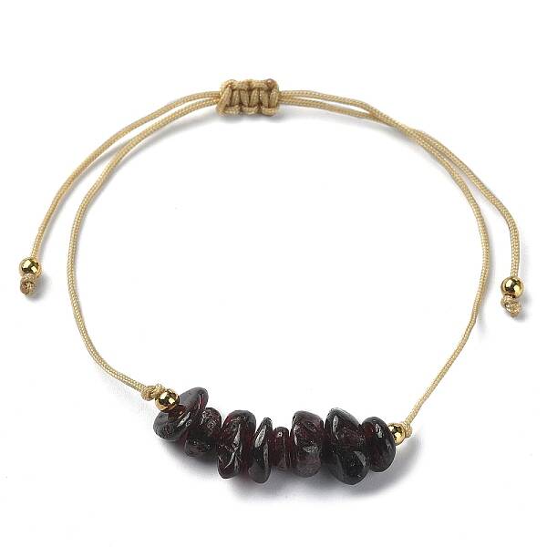 Natural Garnet Chips Braided Bead Bracelets