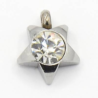 201 Stainless Steel Rhinestone Star Charm Pendants